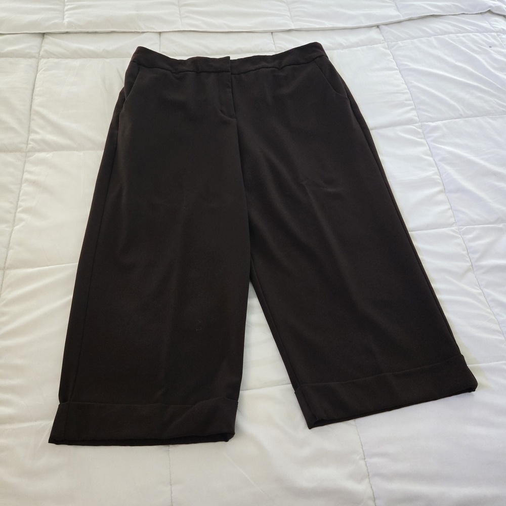 George Women's Chocolate Brown Cropped Wide-Leg Trousers